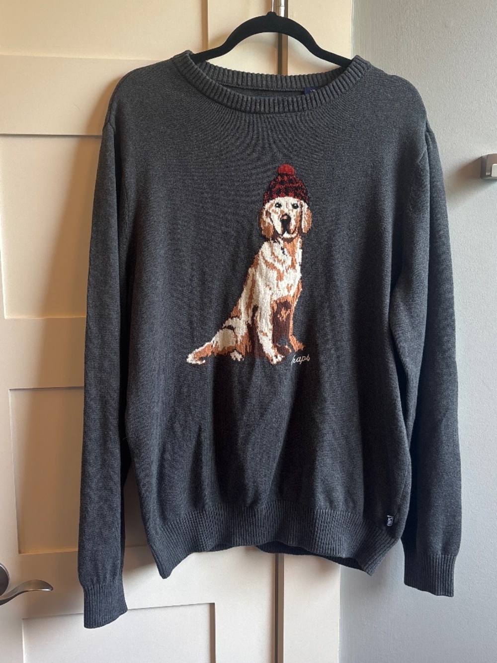 Chaps large men’s holiday crewneck sweater dog lab 100% cotton